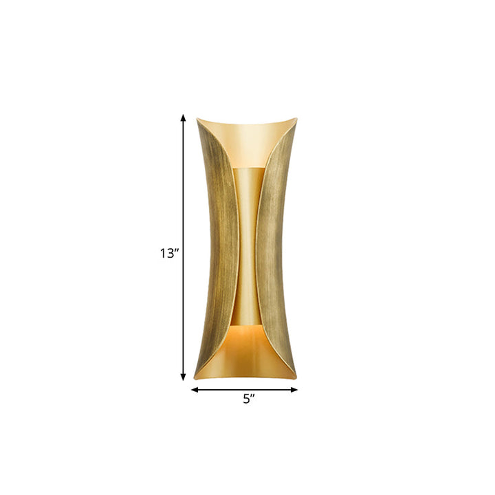 Skørter | 13"/21"/30" H 2 Heads Wall Light Sconce Simplicity Shaped Metal Wall Mount Lamp, Brass/Gold/Natural Wood Finish