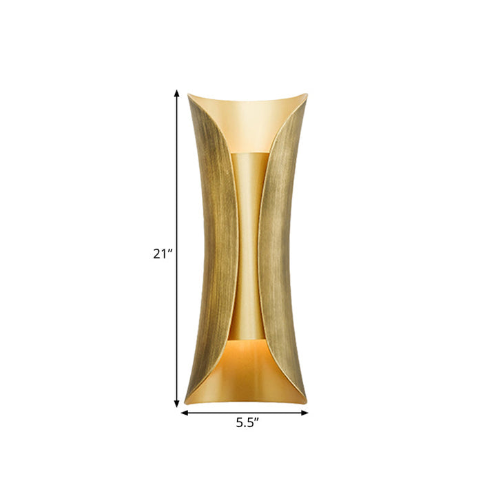 Skørter | 13"/21"/30" H 2 Heads Wall Light Sconce Simplicity Shaped Metal Wall Mount Lamp, Brass/Gold/Natural Wood Finish