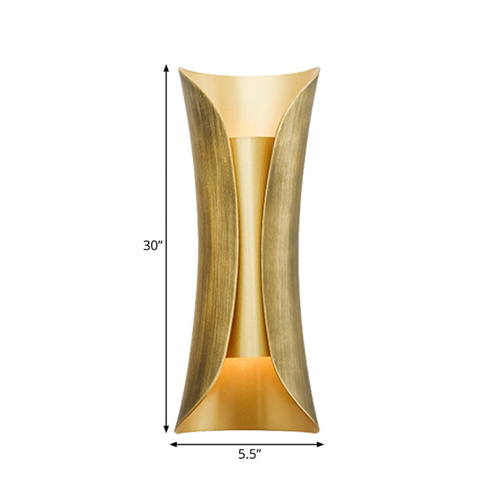 Skørter | 13"/21"/30" H 2 Heads Wall Light Sconce Simplicity Shaped Metal Wall Mount Lamp, Brass/Gold/Natural Wood Finish