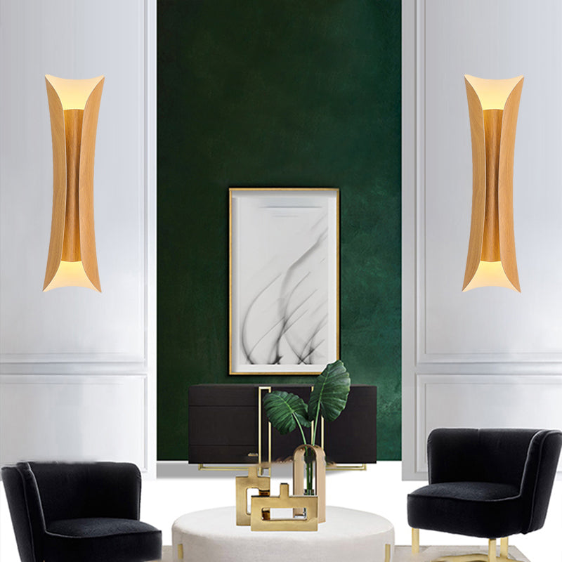 Skørter | 13"/21"/30" H 2 Heads Wall Light Sconce Simplicity Shaped Metal Wall Mount Lamp, Brass/Gold/Natural Wood Finish