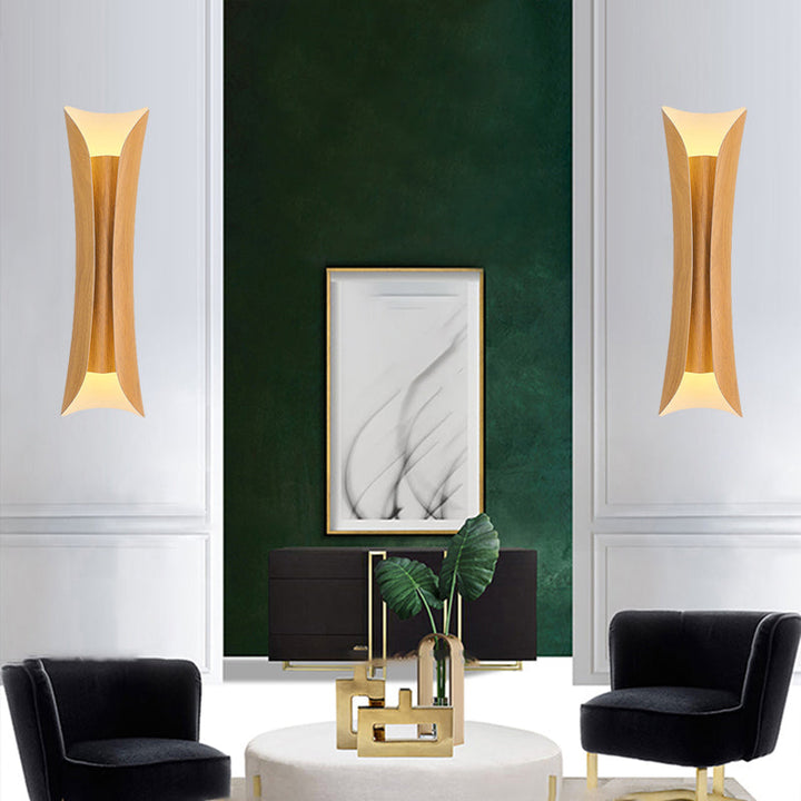 Skørter | 13"/21"/30" H 2 Heads Wall Light Sconce Simplicity Shaped Metal Wall Mount Lamp, Brass/Gold/Natural Wood Finish