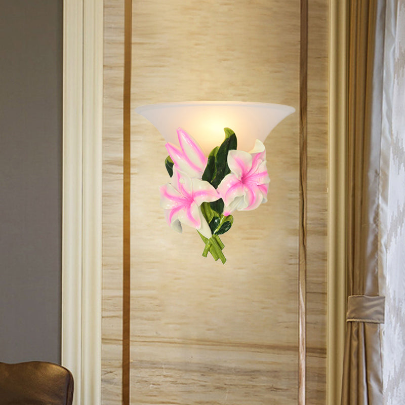 Skørter | 1 Light Har Wall Lamp Modern Stylish Exquisite Pink Floral Flush Mount Wall Lamp