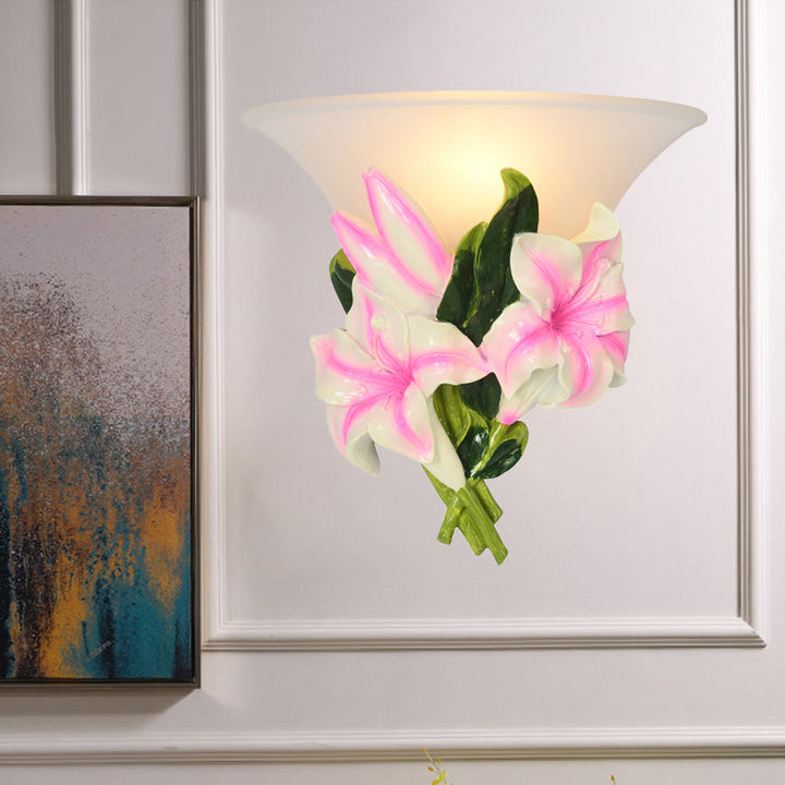Skørter | 1 Light Har Wall Lamp Modern Stylish Exquisite Pink Floral Flush Mount Wall Lamp