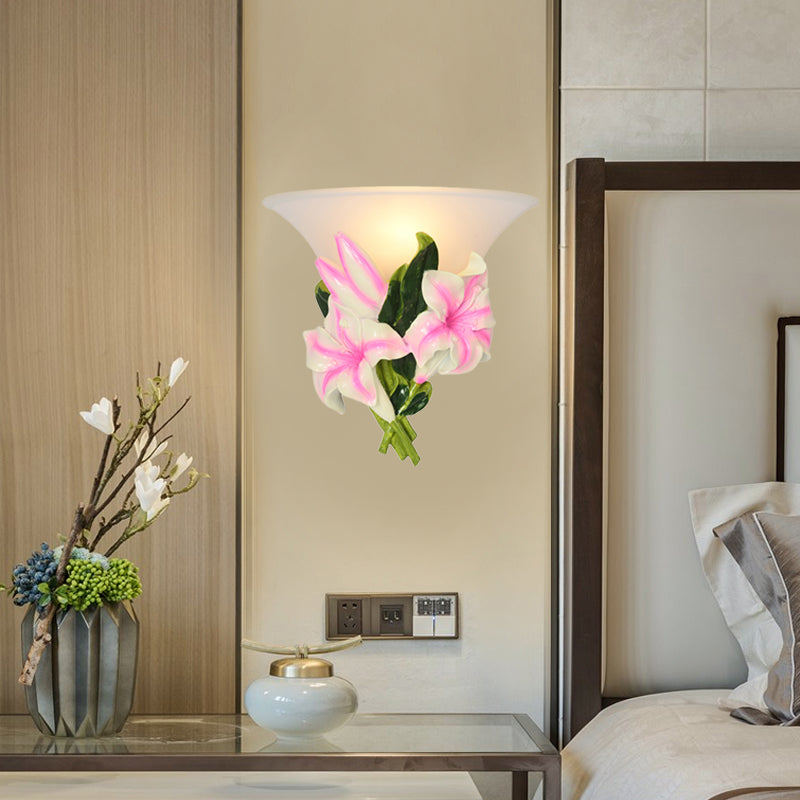Skørter | 1 Light Har Wall Lamp Modern Stylish Exquisite Pink Floral Flush Mount Wall Lamp