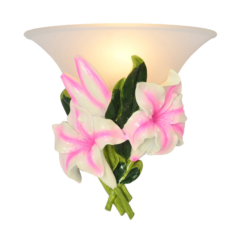 Skørter | 1 Light Har Wall Lamp Modern Stylish Exquisite Pink Floral Flush Mount Wall Lamp