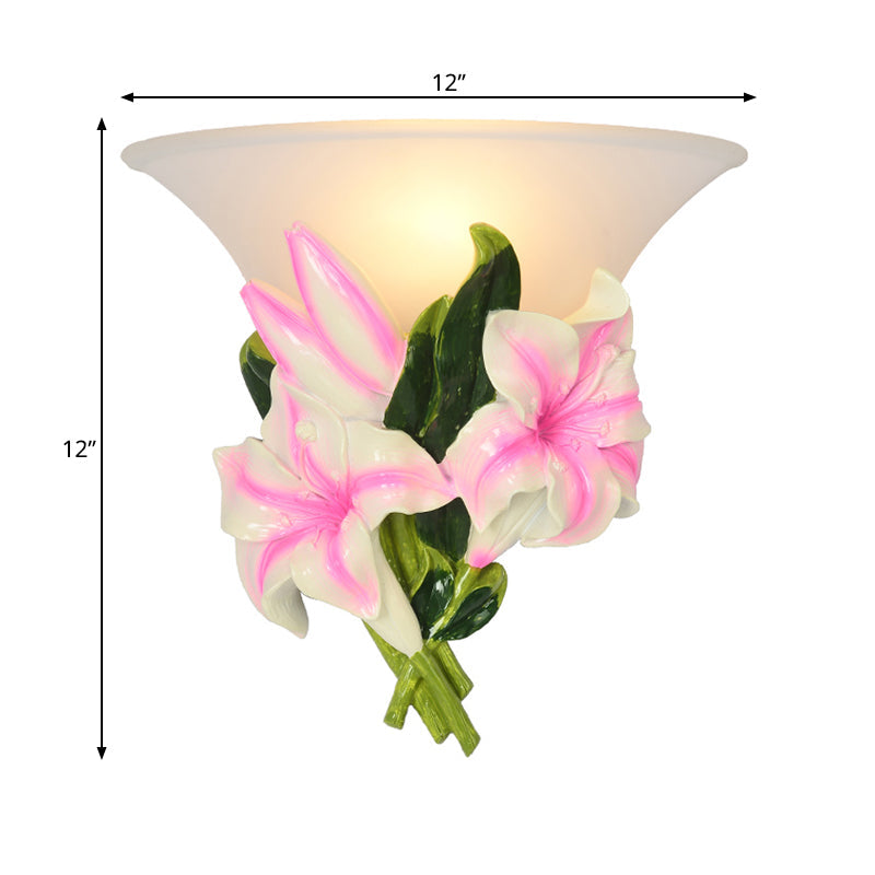 Skørter | 1 Light Har Wall Lamp Modern Stylish Exquisite Pink Floral Flush Mount Wall Lamp