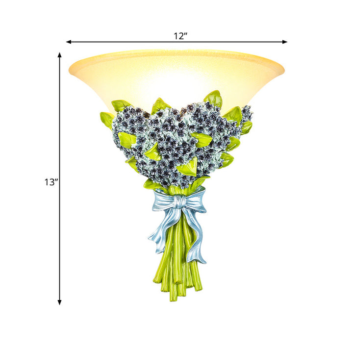 Skørter | Single Flush Wall Light Contemporary Gypsophila Resin Wall-Mounted Light Fixture in Green