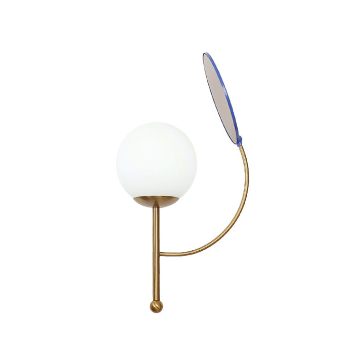 Lisslune | Gold/Black Global Wall Light Retro 1 Light Matt White Glass Wall Light with Reflector