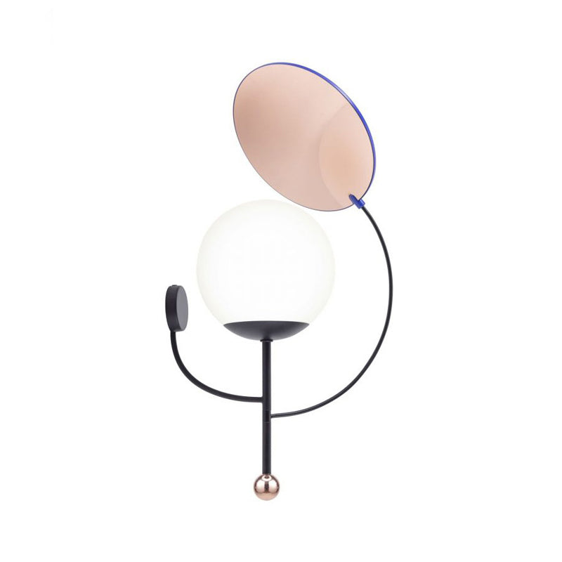 Lisslune | Gold/Black Global Wall Light Retro 1 Light Matt White Glass Wall Light with Reflector