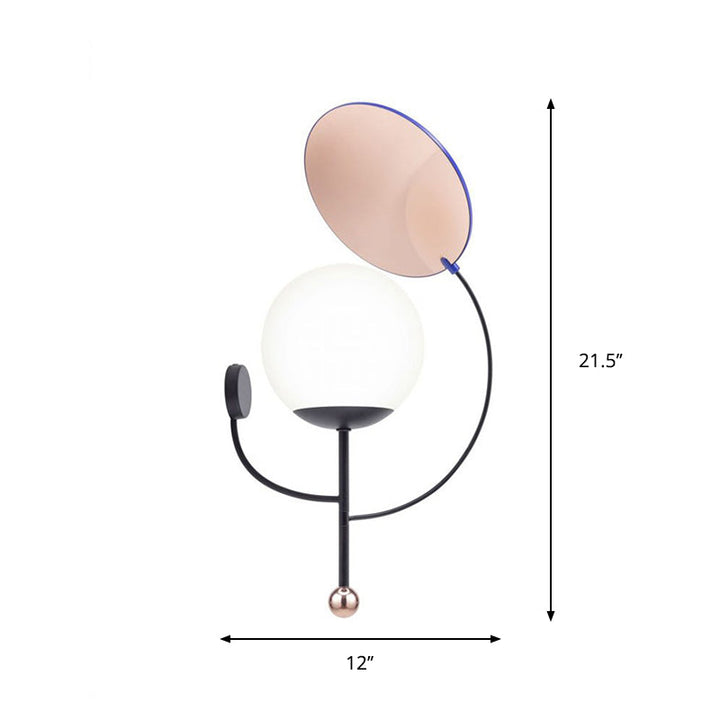 Lisslune | Gold/Black Global Wall Light Retro 1 Light Matt White Glass Wall Light with Reflector