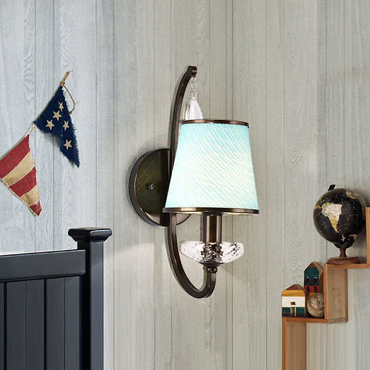 Skørter | 1 Head Wall Light with Cone Shade Beige/Blue-Turquoise/Green Glass Contemporary Style Hallway Wall Light