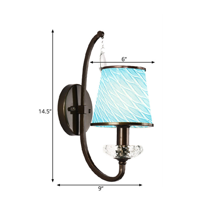 Skørter | 1 Head Wall Light with Cone Shade Beige/Blue-Turquoise/Green Glass Contemporary Style Hallway Wall Light