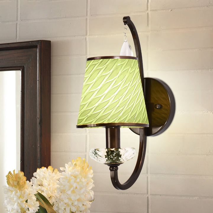 Skørter | 1 Head Wall Light with Cone Shade Beige/Blue-Turquoise/Green Glass Contemporary Style Hallway Wall Light