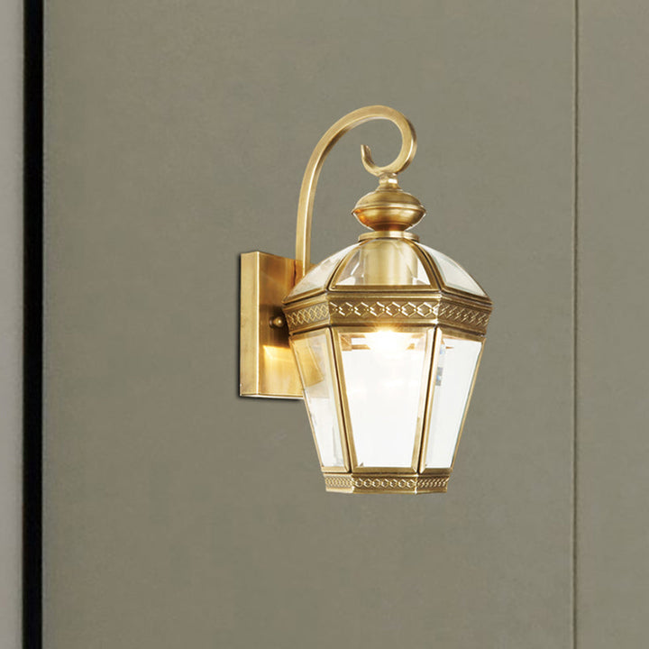 Skørter | Geometric metal wall lamp Traditional 1-light foyer wall-mounted light fixture in gold