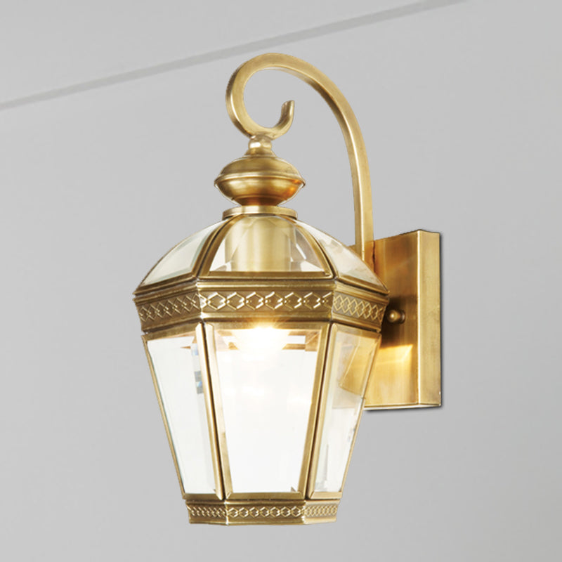 Skørter | Geometric metal wall lamp Traditional 1-light foyer wall-mounted light fixture in gold
