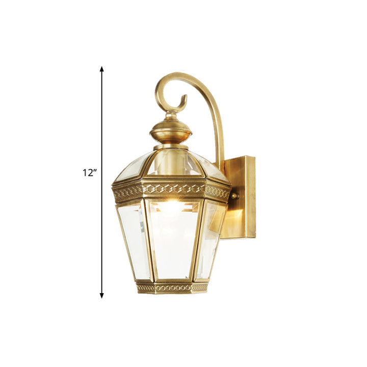 Skørter | Geometric metal wall lamp Traditional 1-light foyer wall-mounted light fixture in gold