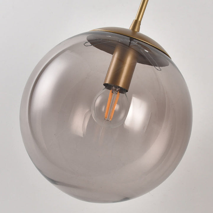Lisslune | Clear/Smoke Gray Glass Ball Wall Sconce Retro 1 Light Wall Mount Lamp with Long Gold/Black Arm