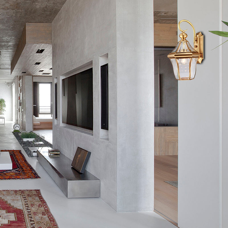 Skørter | Metal Gold Wall Sconces Lighting Lantern 1-Light Traditional Wall Lamp Fixture for Living Room