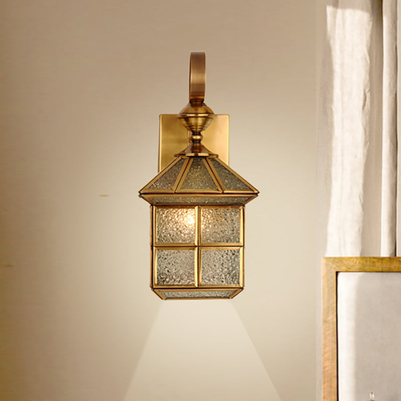Skørter | 1-Head Geometric Wall Light Traditional Gold Metal Wall Lamp for Hallway