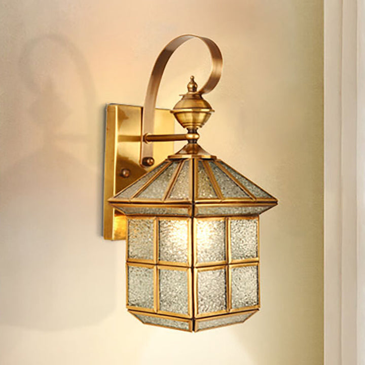 Skørter | 1-Head Geometric Wall Light Traditional Gold Metal Wall Lamp for Hallway
