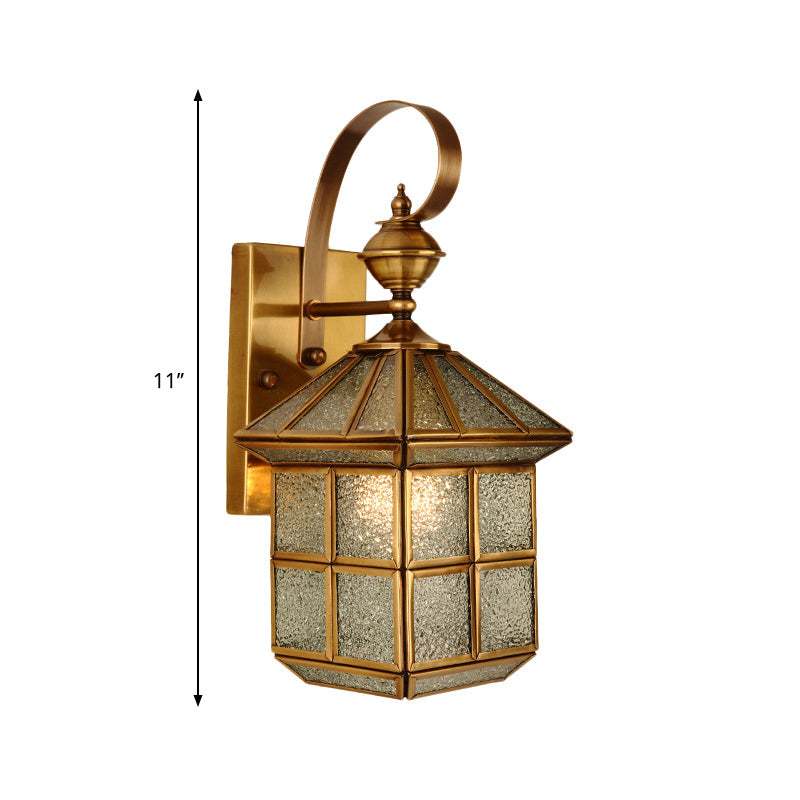 Skørter | 1-Head Geometric Wall Light Traditional Gold Metal Wall Lamp for Hallway