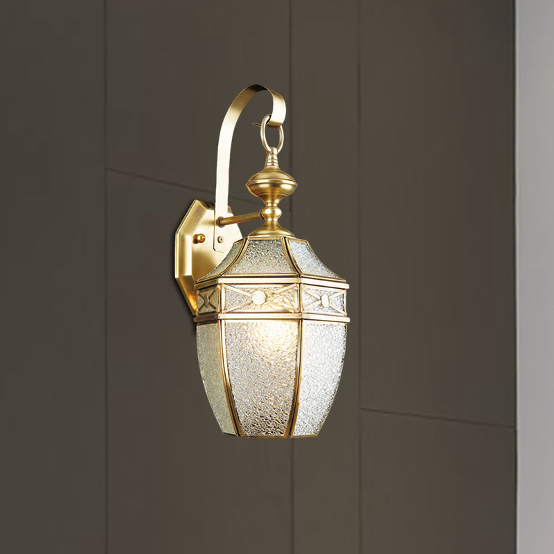 Skørter | Traditional Lantern Wall Lamp 1-Light Metal Wall Lighting Fixture in Brass for Outdoor