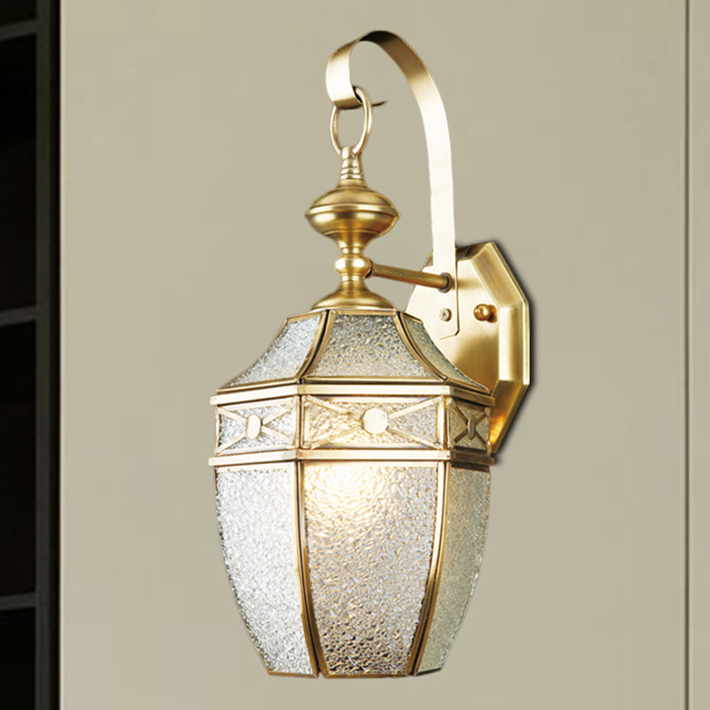 Skørter | Traditional Lantern Wall Lamp 1-Light Metal Wall Lighting Fixture in Brass for Outdoor