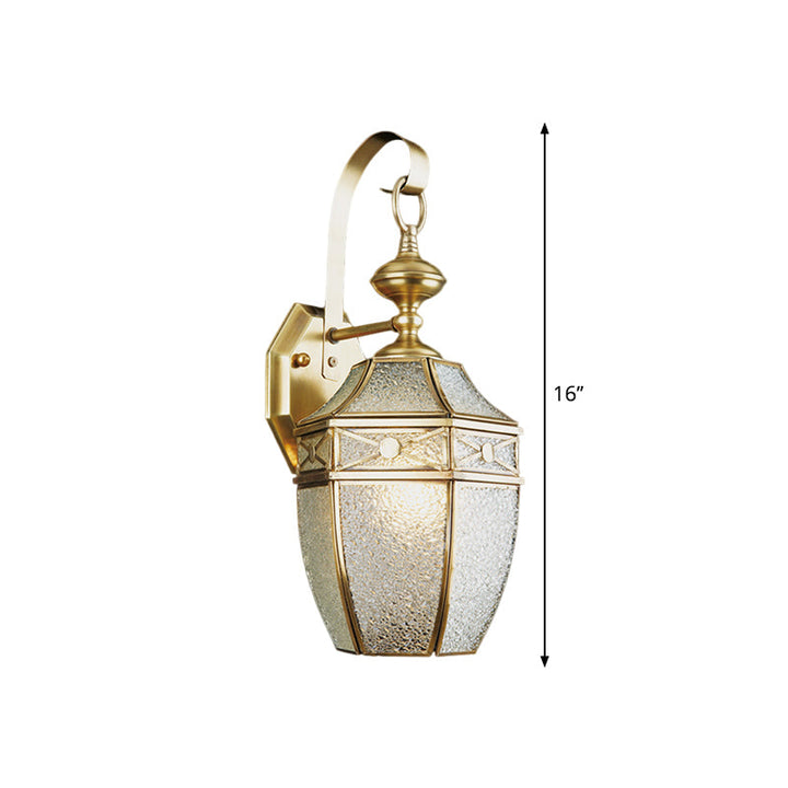 Skørter | Traditional Lantern Wall Lamp 1-Light Metal Wall Lighting Fixture in Brass for Outdoor