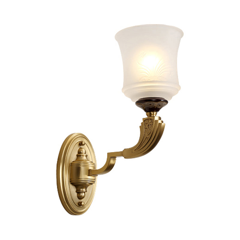 Skørter | Lodge Style Bell Wall Lighting 1/2-Light Opalescent Glass Wall Lamp Fixture in Brass for Living Room