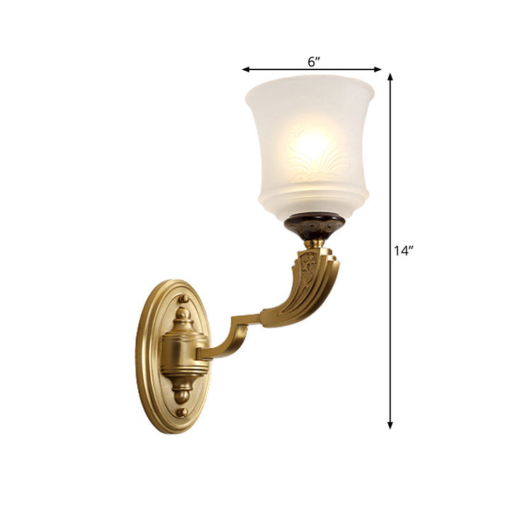 Skørter | Lodge Style Bell Wall Lighting 1/2-Light Opalescent Glass Wall Lamp Fixture in Brass for Living Room