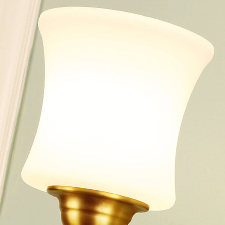 Skørter | Cylinder Shade Bedroom Wall Mount Light Traditional Style Milk Glass 1/2 Light Brass Finish Wall Lamp