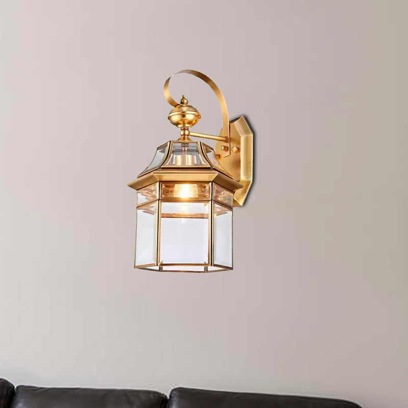 Skørter | 1 Light Bulb Wall Lamp Traditional Open Bottom Metal Wall Lighting Fixture in Brass for Living Room