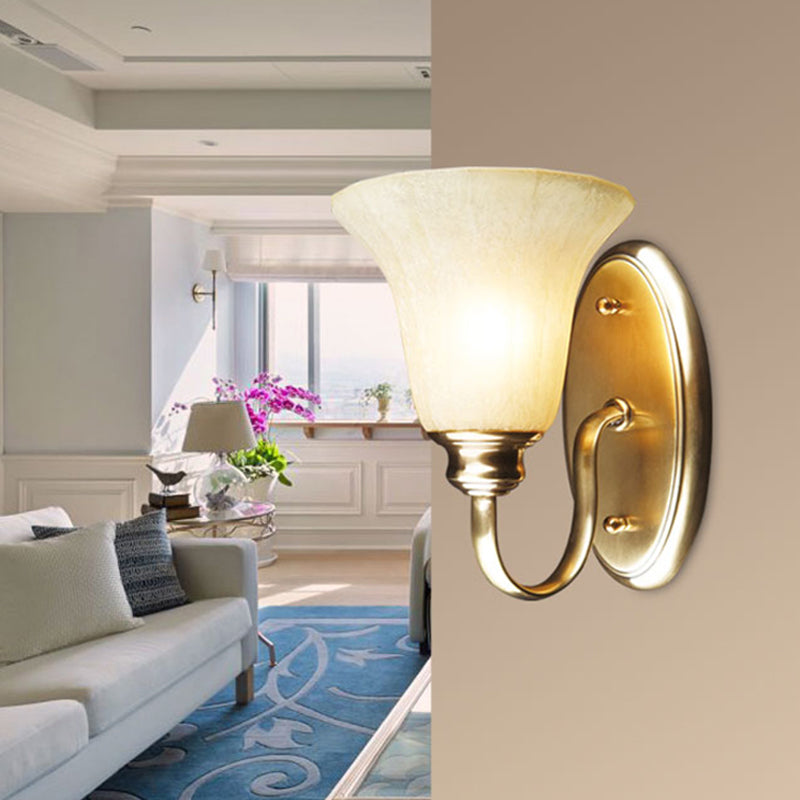 Skørter | Metallic Goose Neck Wall Lamp Modern Style 1 Head Hall Gold-Finish Wall Light with Opal Glass Shade