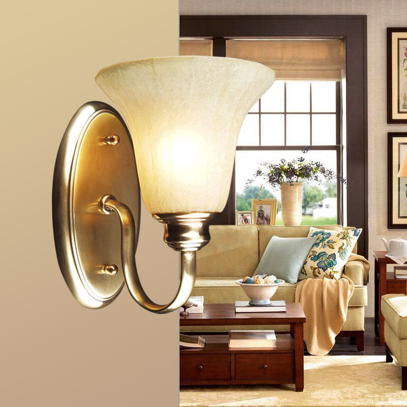 Skørter | Metallic Goose Neck Wall Lamp Modern Style 1 Head Hall Gold-Finish Wall Light with Opal Glass Shade