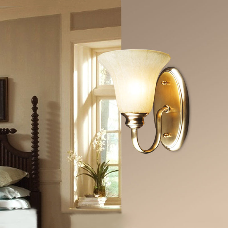 Skørter | Metallic Goose Neck Wall Lamp Modern Style 1 Head Hall Gold-Finish Wall Light with Opal Glass Shade