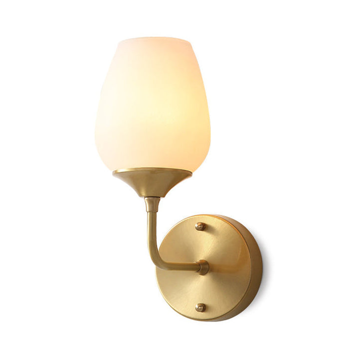 Skørter | Brass 1 Socket Wall Mounted Light Modernism Style Cream Glass Bowl Shade Wall Lighting Fixture for Living Room