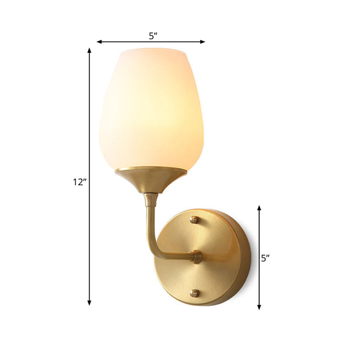 Skørter | Brass 1 Socket Wall Mounted Light Modernism Style Cream Glass Bowl Shade Wall Lighting Fixture for Living Room