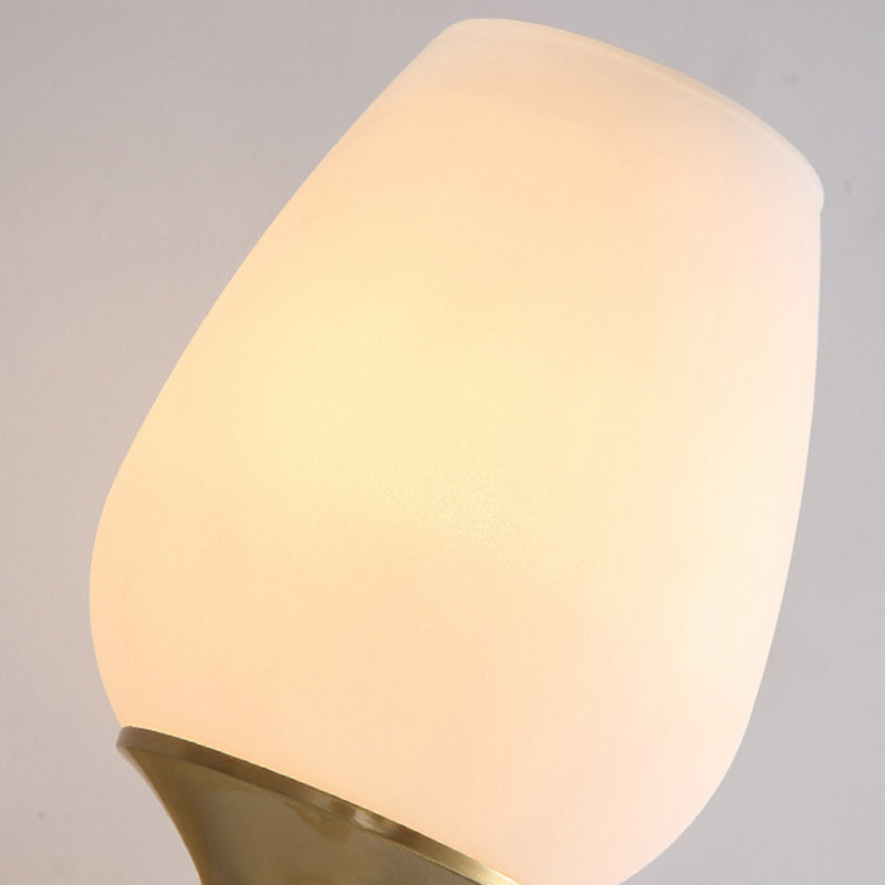 Skørter | Brass 1 Socket Wall Mounted Light Modernism Style Cream Glass Bowl Shade Wall Lighting Fixture for Living Room