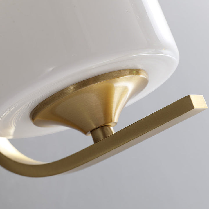 Skørter | 1 Light Drum Shade Wall Sconce Light Modernism Style White Glass Wall Lamp in Brass for Bedroom