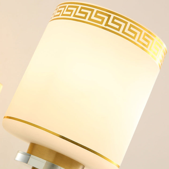 Skørter | 1 Light Wall Lamp Modern Style Drum Shade White Glass Wall Light Fixture in Brass for Hallway