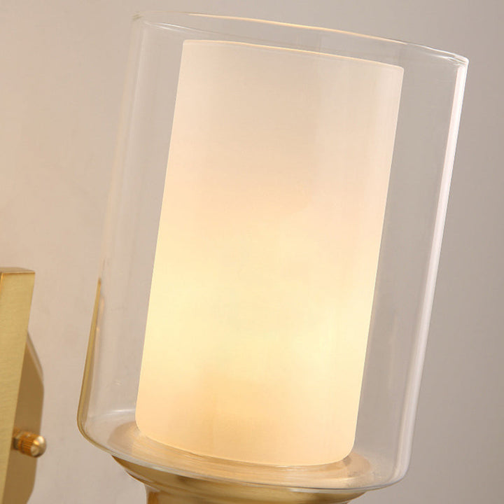 Skørter | Cylinder Clear Glass Wall Lamp Modern Stylish 1 Light Living Room Wall Light in Brass