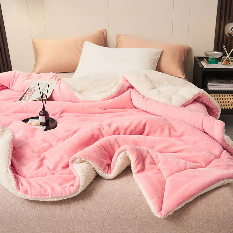 Lisslune | Solid thick double-sided velvet cube blanket