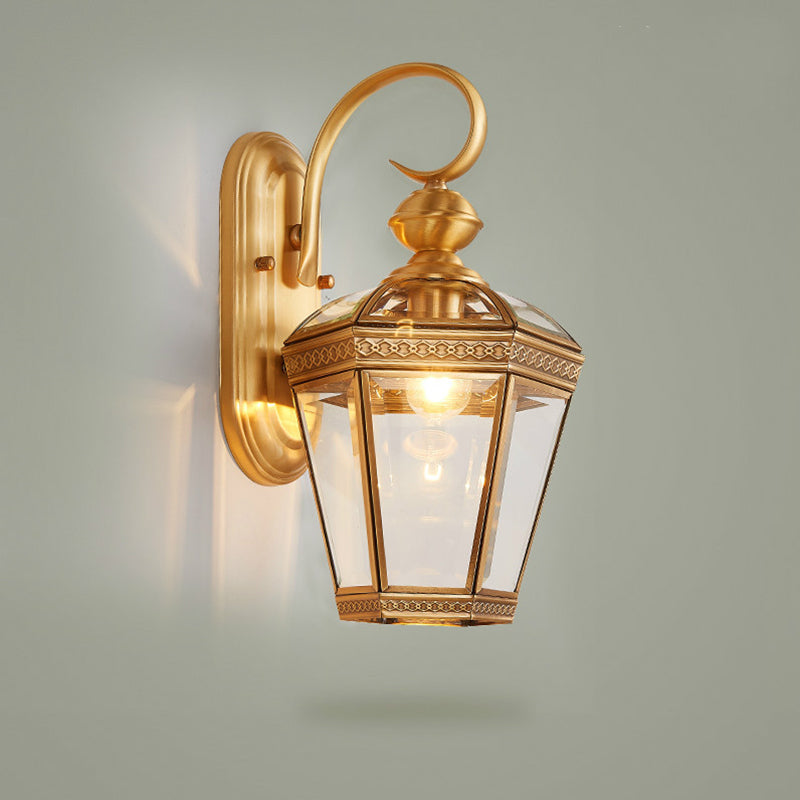 Skørter | Lantern Hall Wall Lamp Traditional Metal 1 Head Brass Wall Mounted Light with Clear Glass Shade, 6"/7.5" B