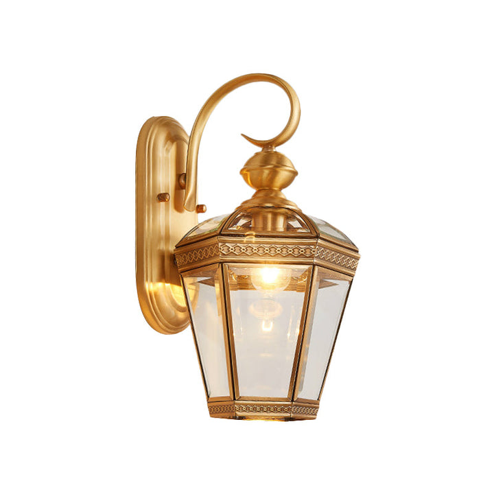 Skørter | Lantern Hall Wall Lamp Traditional Metal 1 Head Brass Wall Mounted Light with Clear Glass Shade, 6"/7.5" B