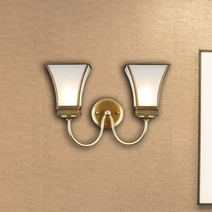Skørter | Bell Metal Wall Lamp Traditional 1/2 Lights Brass Living Room Wall Lighting Fixture