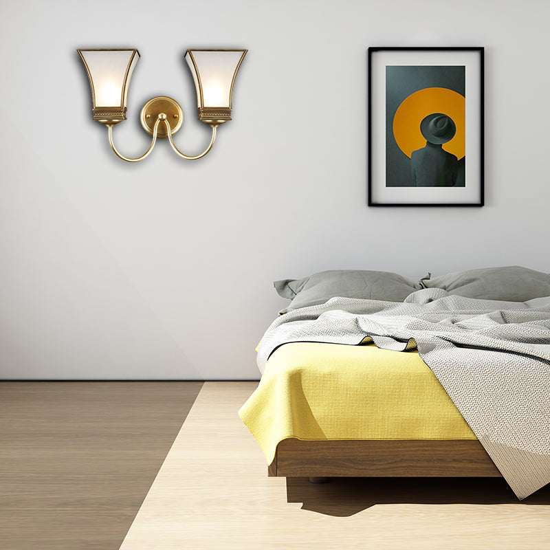 Skørter | Bell Metal Wall Lamp Traditional 1/2 Lights Brass Living Room Wall Lighting Fixture