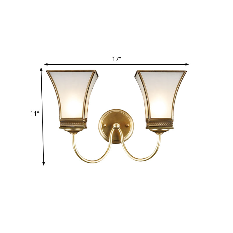 Skørter | Bell Metal Wall Lamp Traditional 1/2 Lights Brass Living Room Wall Lighting Fixture