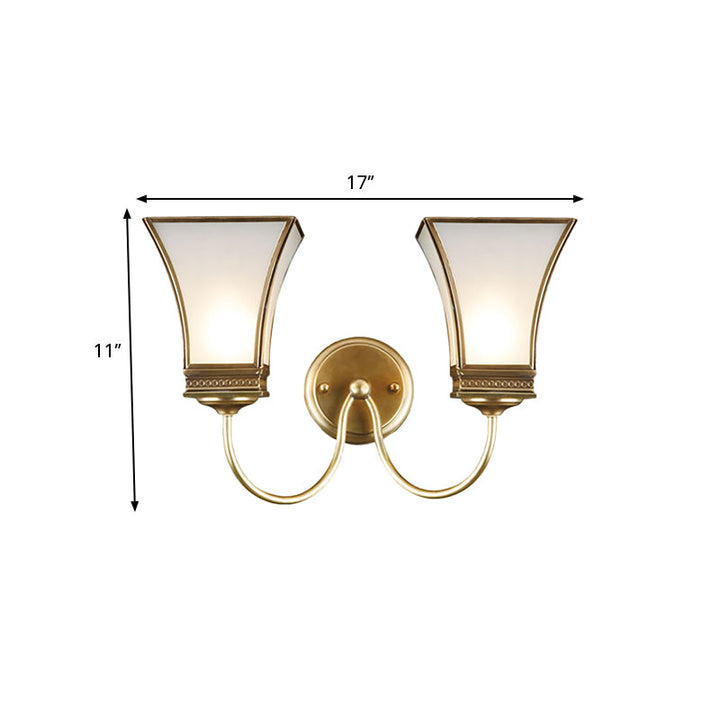 Skørter | Bell Metal Wall Lamp Traditional 1/2 Lights Brass Living Room Wall Lighting Fixture