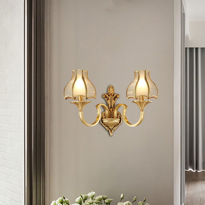 Skørter | Metal Brass Wall Lamp Lighting Curving 1/2-Light Traditional Wall Lamp for Bedroom