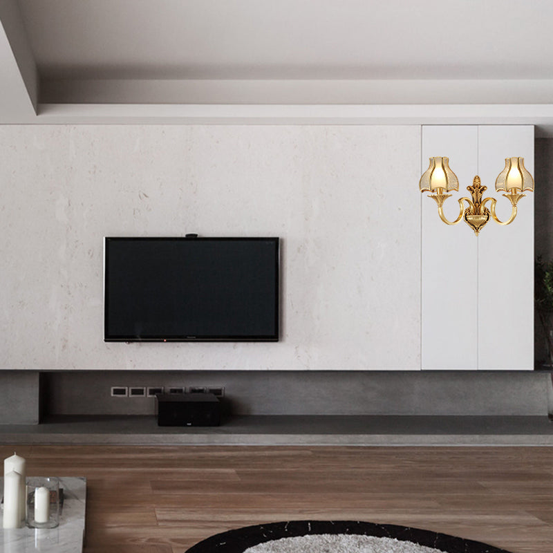 Skørter | Metal Brass Wall Lamp Lighting Curving 1/2-Light Traditional Wall Lamp for Bedroom